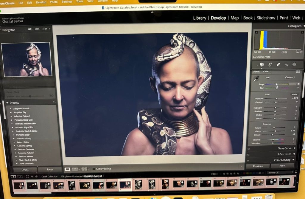 close up of editing screen as part of fashion photography workshop in London